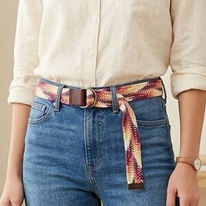 Eddie Bauer Multicolor Woven Fabric Belt L/XL D‑Ring Boho Outdoor USA Made